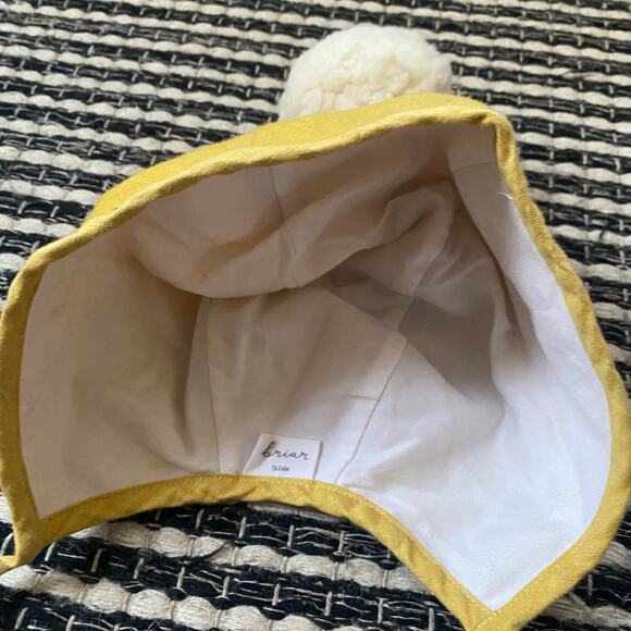 🌿Briar Baby Toddler Mustard Yellow Wool Bonnet Tie Pom Hat 18/24M - Picture 4 of 8